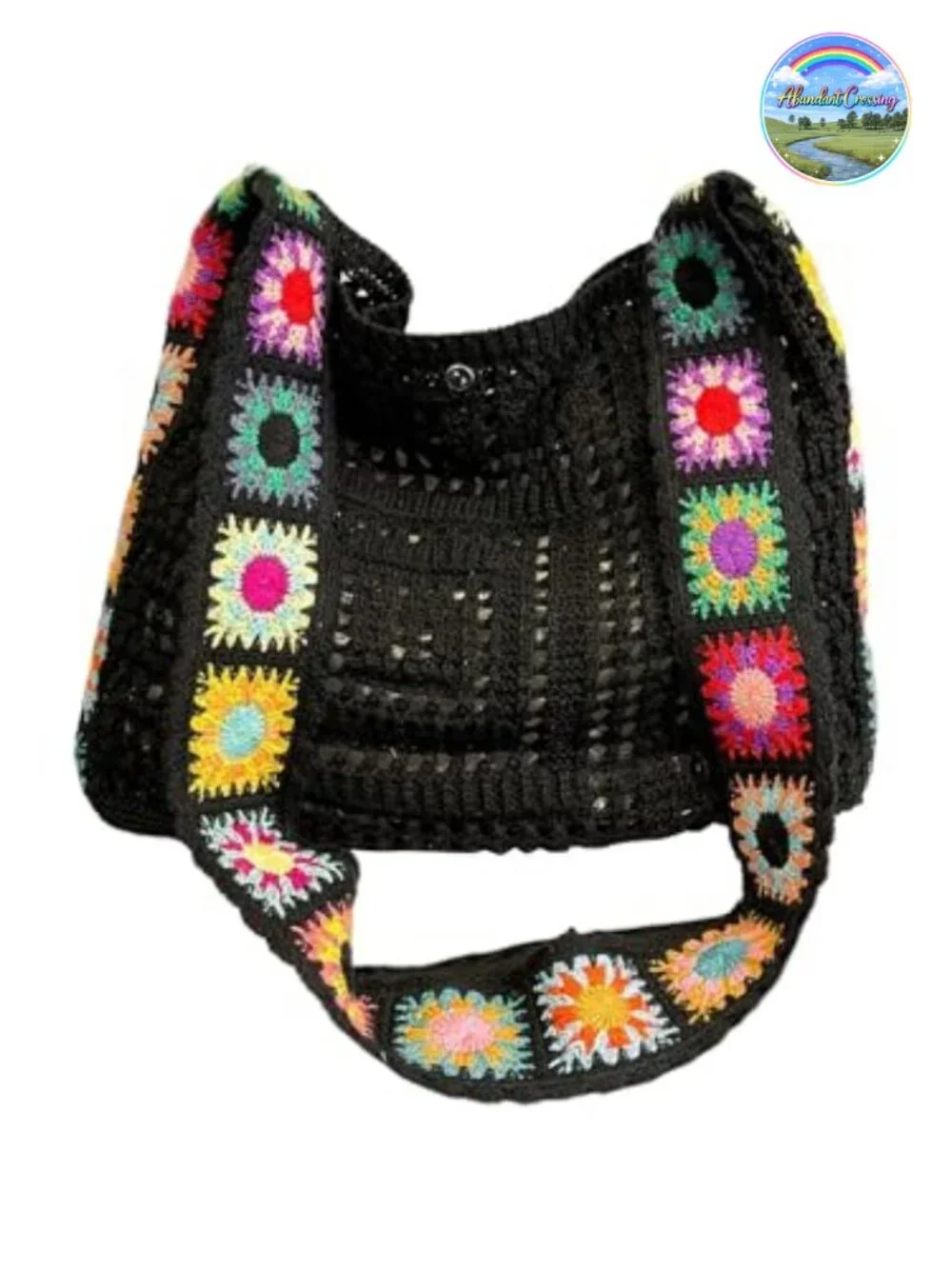 Boho Embroidery Crochet Knit Crossbody Tote Shoulder Bag Hollow Out Handbag
